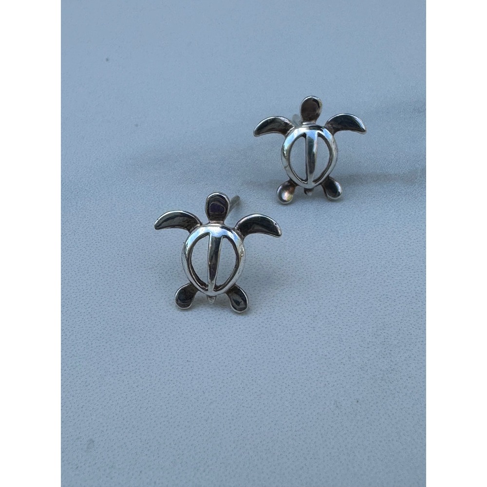 Sterling Silver 925 Sea Turtle Stud Earrings Honu Marine Life Minimalist Small